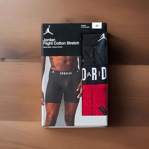 Jordan Other - Air Jordan Boxer Brief Mens Jumpman Flight Cotton Stretch 2 Pack Black Medium